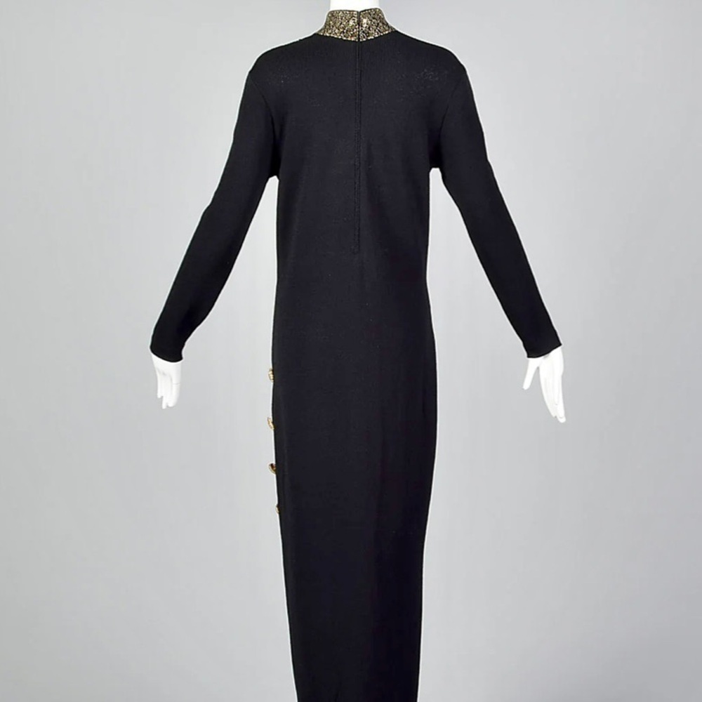 St. John Evening Black and Gold Dress Size 10 - Picture 11 of 13